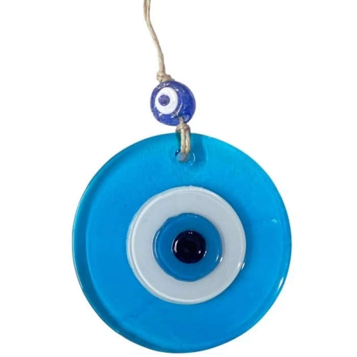 Dodes Şeffaf Mavi Nazar Boncuklu Duvar Süsü 10 Cm Cam Duvar Dekoru