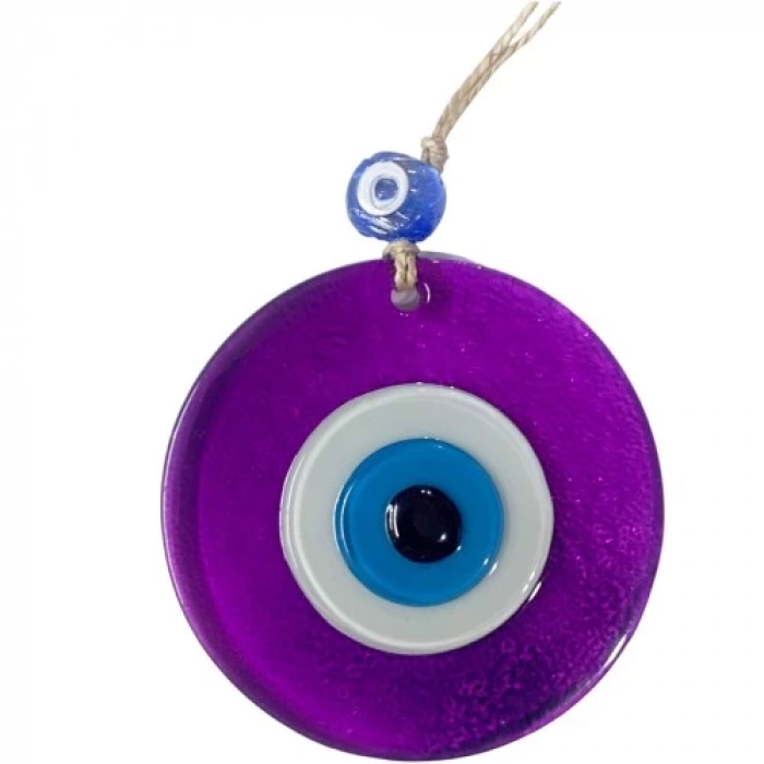 Dodes Şeffaf Mor Nazar Boncuklu Duvar Süsü 10 Cm Cam Duvar Dekoru