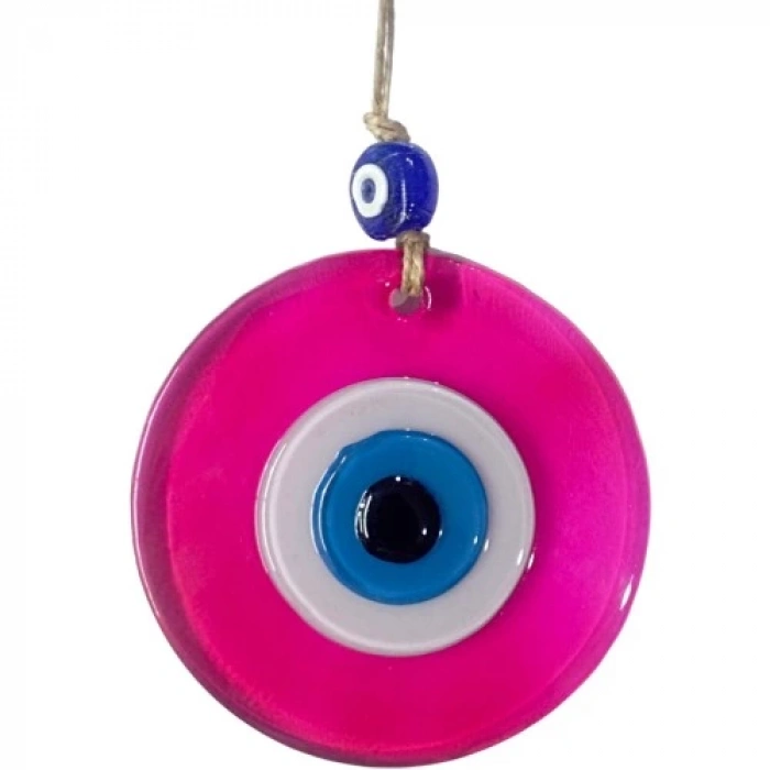 Dodes Şeffaf Pembe Nazar Boncuklu Duvar Süsü 10 Cm Cam Duvar Dekoru