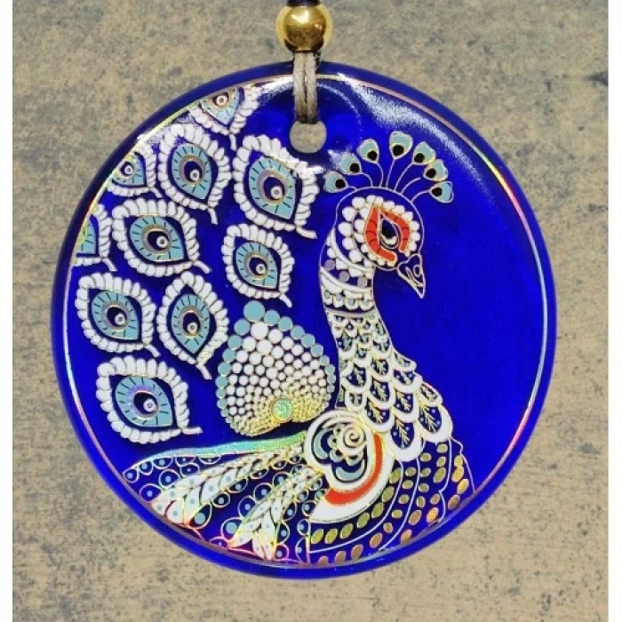 Dodes Tavus Kuşu Şekilli Yaldızlı Duvar Süsü Cam Hediyelik Dekor