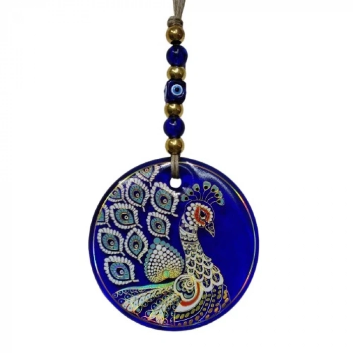 Dodes Tavus Kuşu Şekilli Yaldızlı Duvar Süsü Cam Hediyelik Dekor