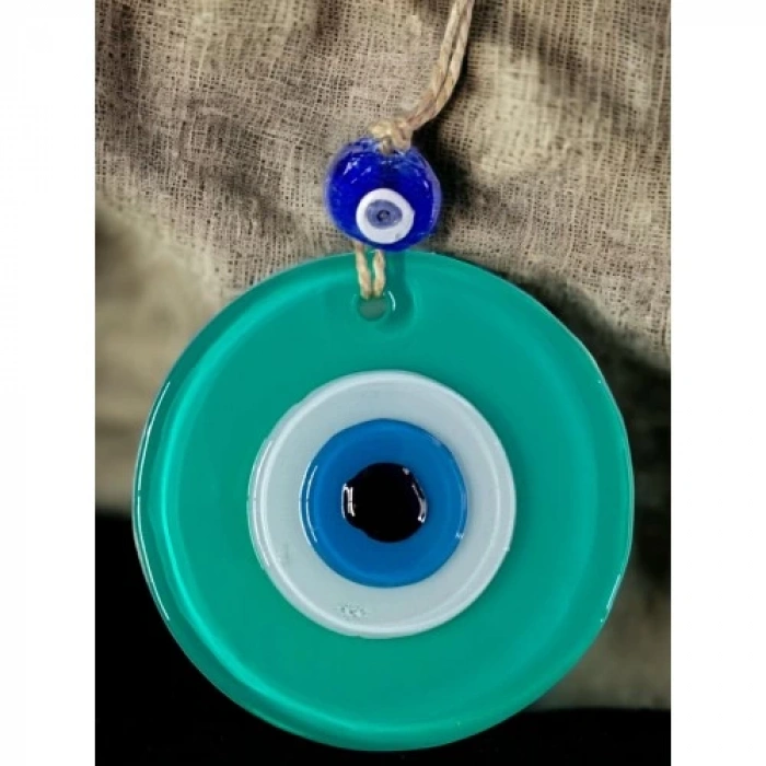 Dodes Yeşil Nazar Boncuklu Duvar Süsü 10 Cm Cam Duvar Dekoru