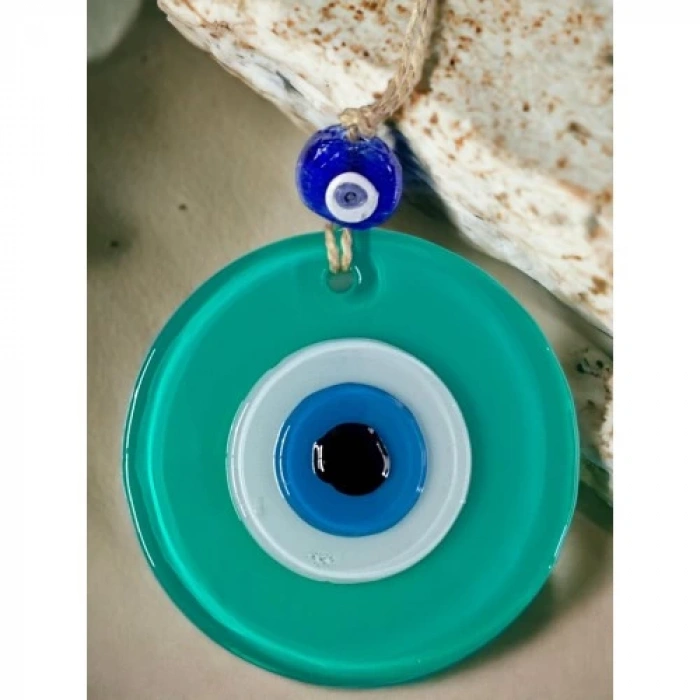 Dodes Yeşil Nazar Boncuklu Duvar Süsü 10 Cm Cam Duvar Dekoru