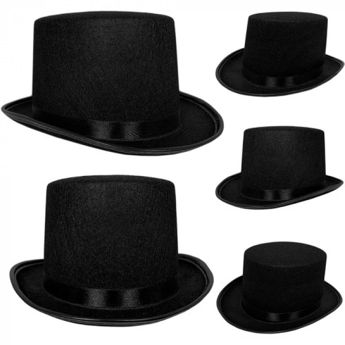 Dodes Yetişkin Boy Siyah Renk Keçe Sihirbaz Fötr Şapka