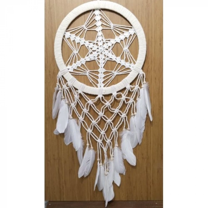 Dodes Yıldız Motifli Ekru Renk Büyük Boy Düş Kapanı Duvar Dekoru