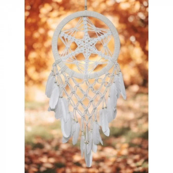 Dodes Yıldız Motifli Ekru Renk Büyük Boy Düş Kapanı Duvar Dekoru