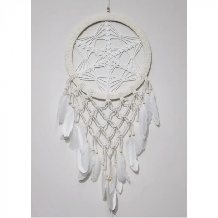 Dodes Yıldız Motifli Ekru Renk Büyük Boy Düş Kapanı Duvar Dekoru