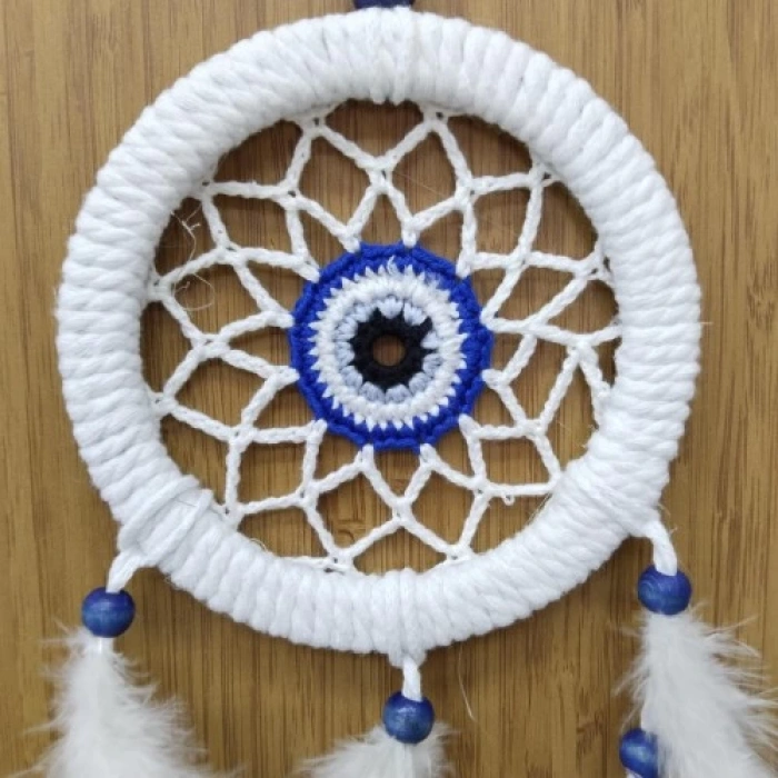 Dodes Zincir Örgülü 12 Santimetre Çapında Kuş Tüylü Duvar Süsü