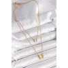 Dodes Dodes 316L Çelik Gold Renk 2Li Simli Kelebek Model Kadın Kolye TG27BKO9928
