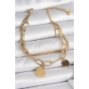 Dodes Dodes 316L Çelik Gold Renk 2Li Zincir Model Sallantı Kalp Figür Kadın Bileklik TG27BB6953