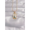 Dodes Dodes 316L Çelik Gold Renk Beyaz Mineli Kız Figür Tarot Kolye TG27BKO9027