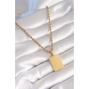 Dodes Dodes 316L Çelik Gold Renk Burgu Zincir Kutup Yıldızı İşleme Plaka Figür Kadın Kolye TG27BKO8451