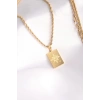 Dodes Dodes 316L Çelik Gold Renk Burgu Zincir Kutup Yıldızı İşleme Plaka Figür Kadın Kolye TG27BKO8451