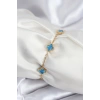 Dodes Dodes 316L Çelik Gold Renk Buz Mavisi Baby Boy Yonca Kadın Bileklik TG27BB7948