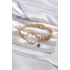 Dodes Dodes 316L Çelik Gold Renk Çeyrek Takılabilen Zirkon Taş Detay Kadın Kelepçe TG27BB5548