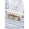 Dodes Dodes 316L Çelik Gold Renk Çoklu Figür Model Kadın Küpe Seti TG27BKP8142