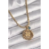 Dodes Dodes 316L Çelik Gold Renk İtalyan Zincir Dorika Yonca Model Nazar Boncuk Detay Kadın Kolye TG27BKO9875