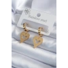 Dodes Dodes 316L Çelik Gold Renk Kalp Model Kelebek İşleme Kadın Küpe TG27BKP7984