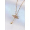Dodes Dodes 316L Çelik Gold Renk Kanatlı Kalp Model Zirkon Taş Detay Kadın Kolye TG27BKO7411