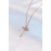 Dodes Dodes 316L Çelik Gold Renk Kanatlı Kalp Model Zirkon Taş Detay Kadın Kolye TG27BKO7411