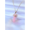 Dodes Dodes 316L Çelik Gold Renk Kristal Pembe Taş Model Kadın kolye TG27BKO7472