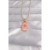 Dodes Dodes 316L Çelik Gold Renk Pembe Mineli Güneş Model Tarot Kolye TG27BKO9029