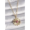 Dodes Dodes 316L Çelik Gold Renk Pembe Zirkon Taşlı Kalp İşleme Madalyon Model Kadın Kolye TG27BKO9534