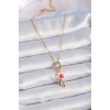 Dodes Dodes 316L Çelik Gold Renk Renkli Kalp Figür Charm Model Kadın Kolye TG27BKO9320