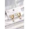 Dodes Dodes 316L Çelik Gold Renk Sallantı Zirkon Taş Detaylı Simli Kelebek Model Kadın Küpe TG27BKP10420