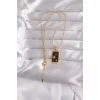Dodes Dodes 316L Çelik Gold Renk Siyah Mineli Yıldız Figür Tarot Kolye TG27BKO9028