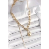Dodes Dodes 316L Çelik Gold Renk Tifany Zincir Model Kilit Figür Sallantı İnci Detay Kadın Kolye TG27BKO9938