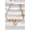 Dodes Dodes 316L Çelik Gold Renk Tüp Zincir Zirkon Taş Detaylı Sallantı Ay Yıldız Figür Kadın Bileklik TG27BB6759
