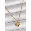 Dodes Dodes 316L Çelik Gold Renk Zincir Love İşlemeli Kalp Figür Kadın Kolye TG27BKO9778