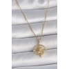 Dodes Dodes 316L Çelik Gold Renk Zincir Zirkon Taşlı Pusula Model Kadın Kolye TG27BKO10039