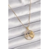 Dodes Dodes 316L Çelik Gold Renk Zincir Zirkon Taşlı Yıldız İşleme Madalyon Model Kadın Kolye TG27BKO9636