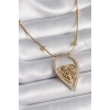 Dodes Dodes 316L Çelik Gold Renk Zirkon Taşlı Detaylı Kalp Fidan Model Kadın Kolye TG27BKO9405