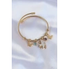 Dodes Dodes 316L Çelik Gold Renk Zirkon Taşlı Minimal Kalp Detay Kelebek Charm Bileklik TG27BB6091