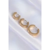Dodes Dodes 316L Çelik Gold Renk Zirkon Taşlı Model 3lü Halka Küpe TG27BKP9009