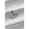 Dodes Dodes 316L Çelik Gümüş Renk Dal Model Zirkon Taş Detaylı Tragus Piercing TG27PR1343