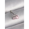 Dodes Dodes 316L Çelik Gümüş Renk Pembe Zirkon Taşlı Kalp Tragus Piercing TG27PR1235