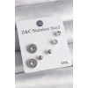 Dodes Dodes 316L Çelik Gümüş Renk Zirkon Taşlı Labirent Model Kadın Küpe Seti TG27BKP10012