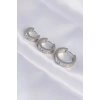 Dodes Dodes 316L Çelik Gümüş Renk Zirkon Taşlı Model 3lü Halka Küpe TG27BKP9008