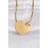 Dodes Dodes 316L Çelik İtalyan Zincir Altın Renk Düz Plaka Kalp Kolye TG27BKO8637