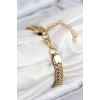Dodes Dodes 316L Çelik Örme Zincir Model Gold Renk Kadın Bileklik TG27BB7831
