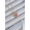 Dodes Dodes 316L Çelik Zincir Altın Renk Pembe Parçalı Zirkon Taşlı Kalp Kolye TG27BKO9163