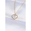 Dodes Dodes 316L Çelik Zincir Gold Renk Beyaz Taşlı Bubble Kalp Kolye TG27BKO8737
