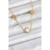 Dodes Dodes 316L Çelik Zincir Gold Renk Beyaz ve Zirkon Taşlı Yonca Kadın Kolye TG27BKO10590