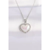 Dodes Dodes 316L Çelik Zincir Gümüş Renk Beyaz Taşlı Bombeli Kalp Kolye TG27BKO8631
