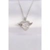 Dodes Dodes 316L Çelik Zincir Gümüş Renk Zirkon Taşlı Kanatlı Kalp Kolye TG27BKO8627