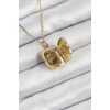 Dodes Dodes 316L Çelik Zirkon Taşlı Açılabilr Kapaklı Göz Model Gold Renk Kadın Kolye TG27BKO10518